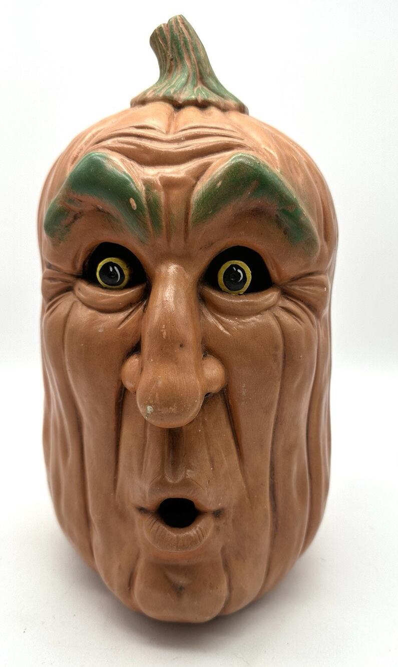 Vintage Ceramic Scioto Mold Halloween Pumpkin Jack-O-Lantern Face No Light